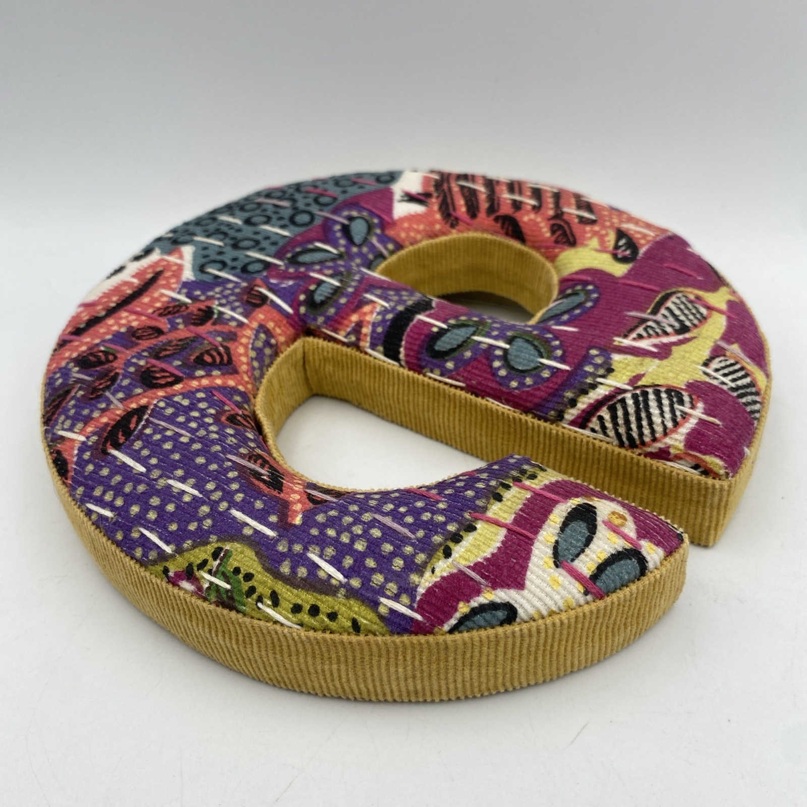 Anthropologie Letter E Lower Case Fabric Patchwork Boho Wall Decor Multicolor