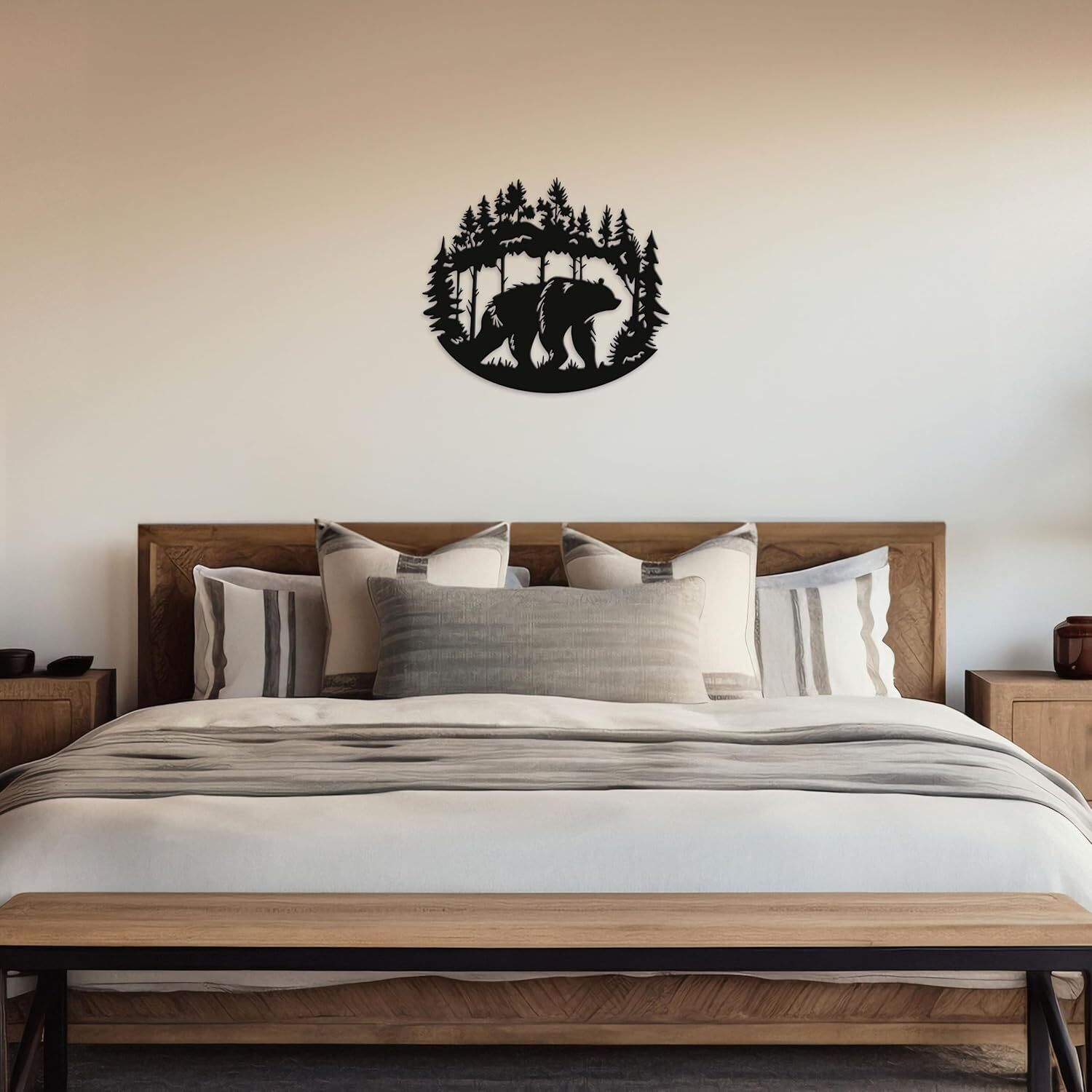 Bear Mountain Wall Art Decor Rustic Metal Forest Cabin Sign for Home or Lodge