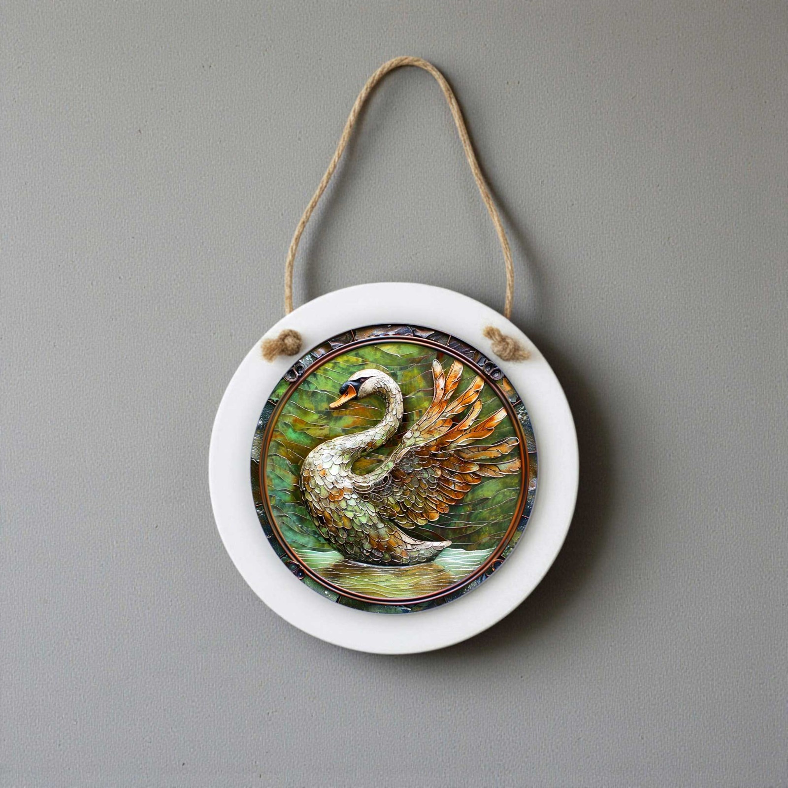 Swan Bird Door Sign – Small Wall or Window Hanging Wreath Accent Plaque 4.8 inch