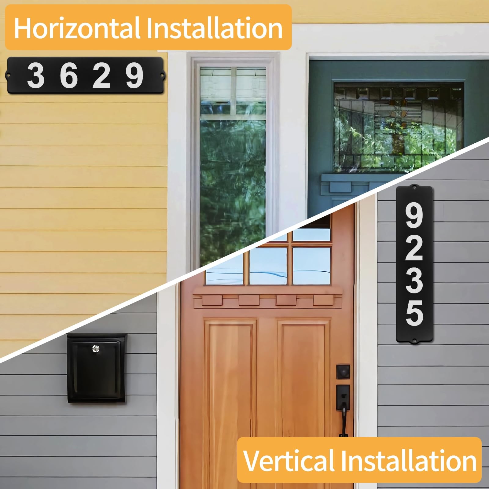 House Numbers for Outside, Metal Address Numbers for House, Waterproof, Horiz…