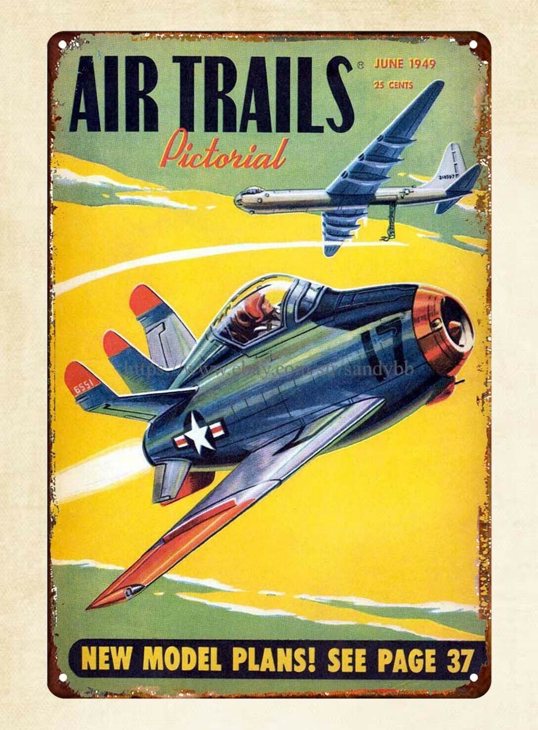 McDonnell XF-85 GoblinAir Trails Pictorial 1949 metal tin sign wall furnishing