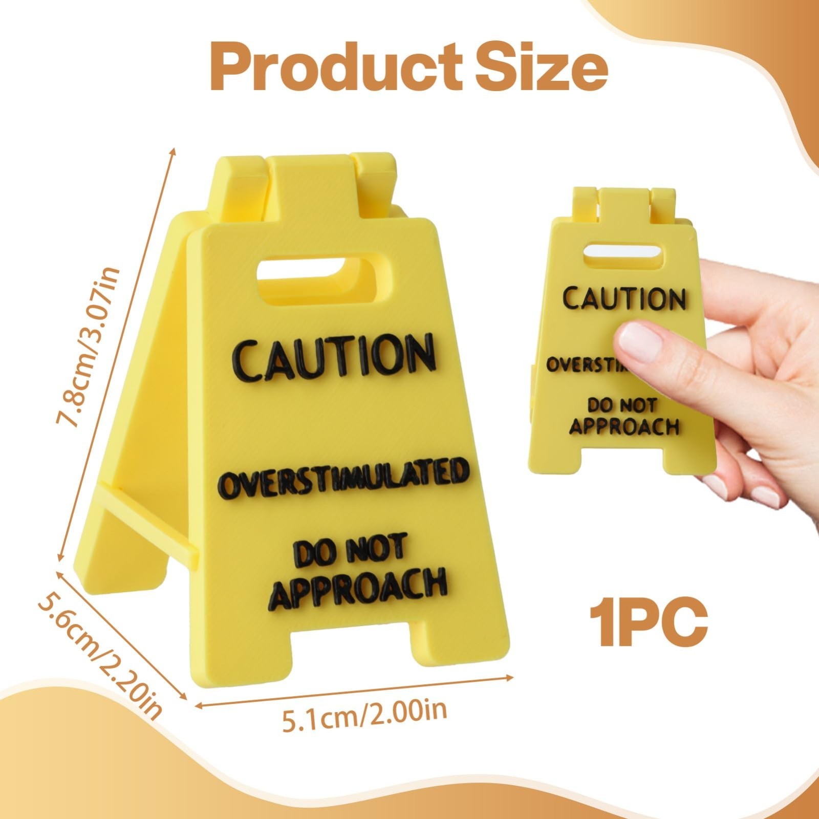 Overstimulated Alert Desk Sign – Yellow w/Black Words, Humor Gift for Colleagues