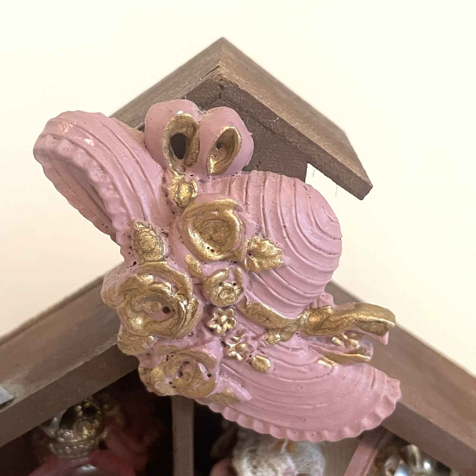 Vintage Rustic Miniature Bathroom Shadow Box Wall Decor Pink Wall Hanging