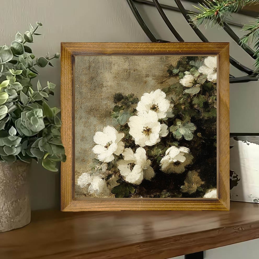 Wooden Plaque Nature Floral Landscape Rustic Farmhouse Wall Art Home Decoration