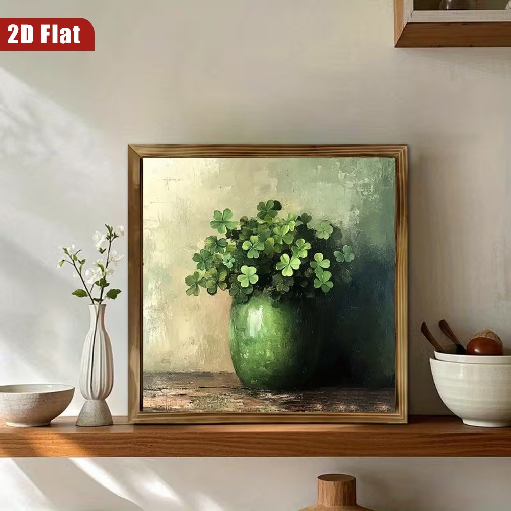 Irish Wooden Plaque Green Vase with Shamrocks St. Patrick’s Day Farmhouse Decor