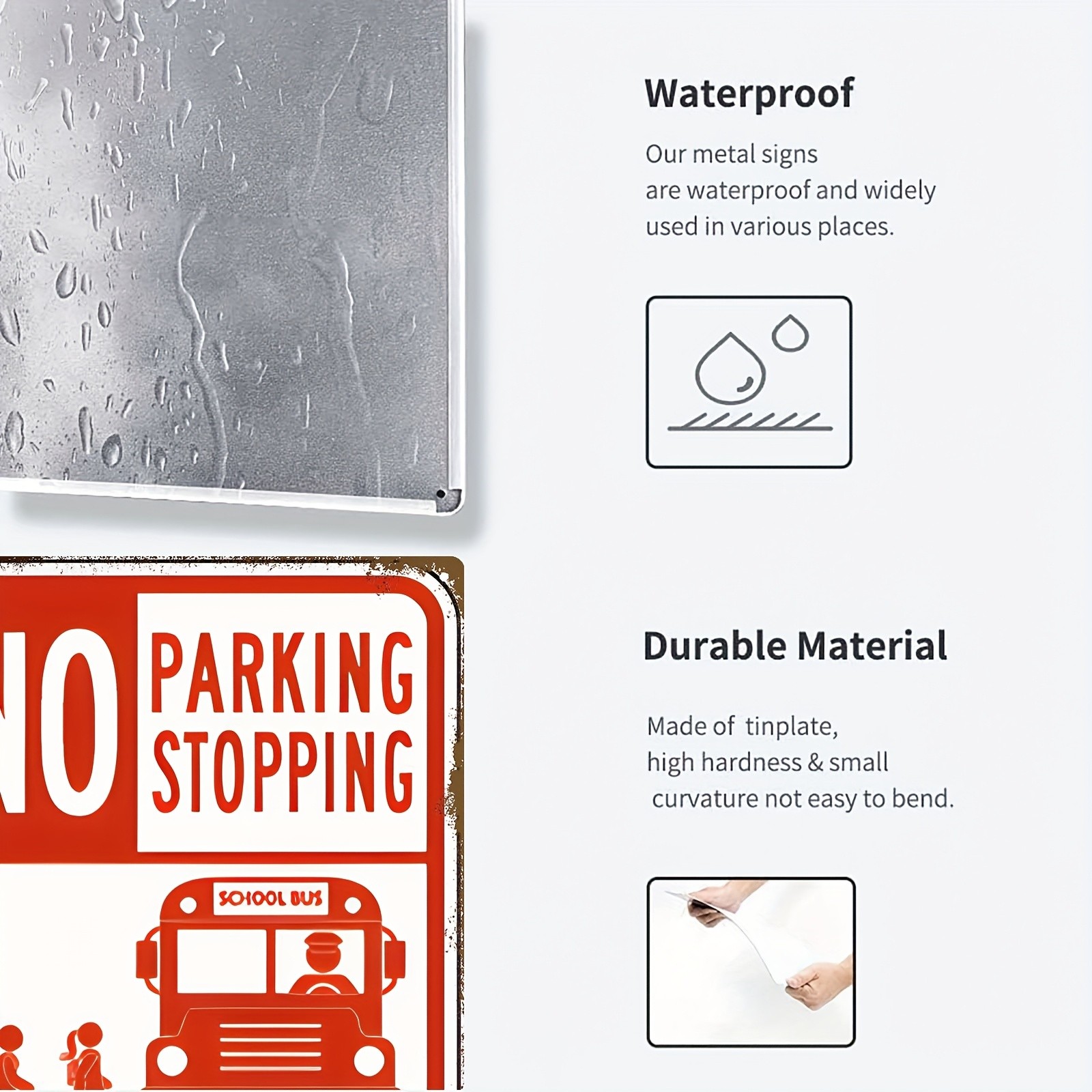 No Parking Stopping School Bus Loading Zone Metal Sign Traffic Safety Wall Decor