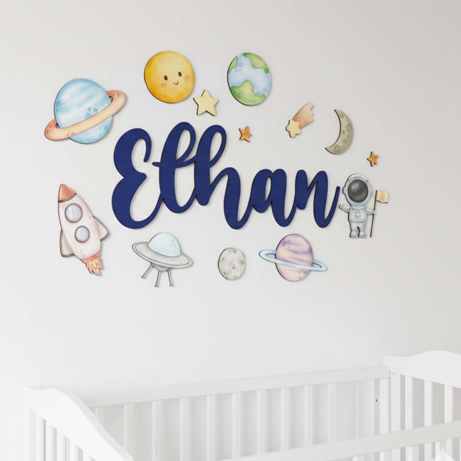 Custom Nursery Name Sign – Personalized 3D Wooden Wall Art for Kids Bedroom