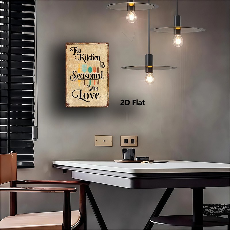 Retro Kitchen Metal Sign distressed elegant swirl font for pantry doorway walls