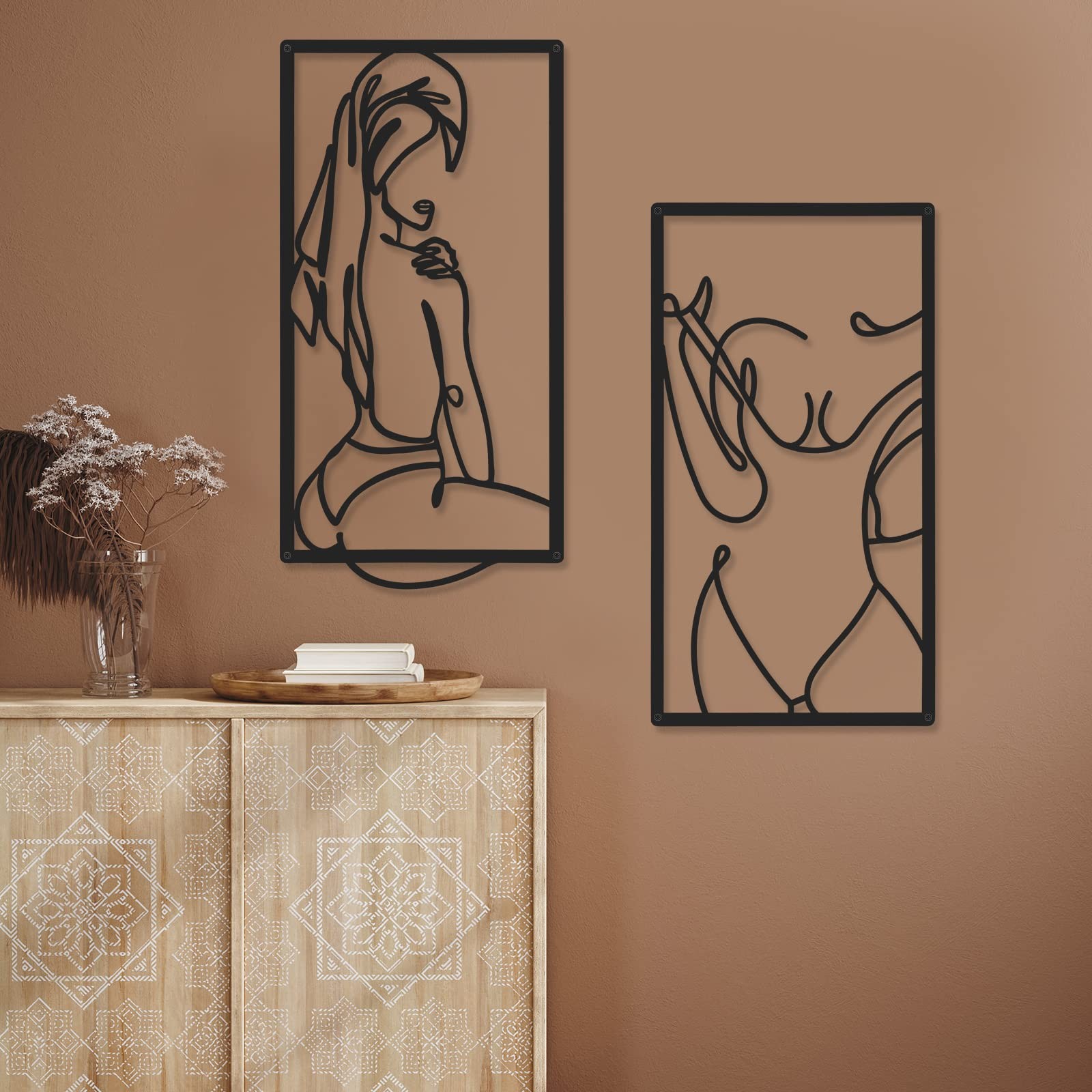 6 Pcs Modern Minimalist Wall Decor Abstract Woman Wall Art Single Line Metal …