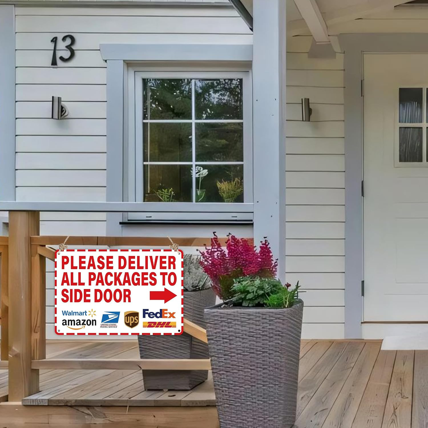 Please Leave Deliveries Here Sign，Self-Adhesive Weatherproof Place Packages in B