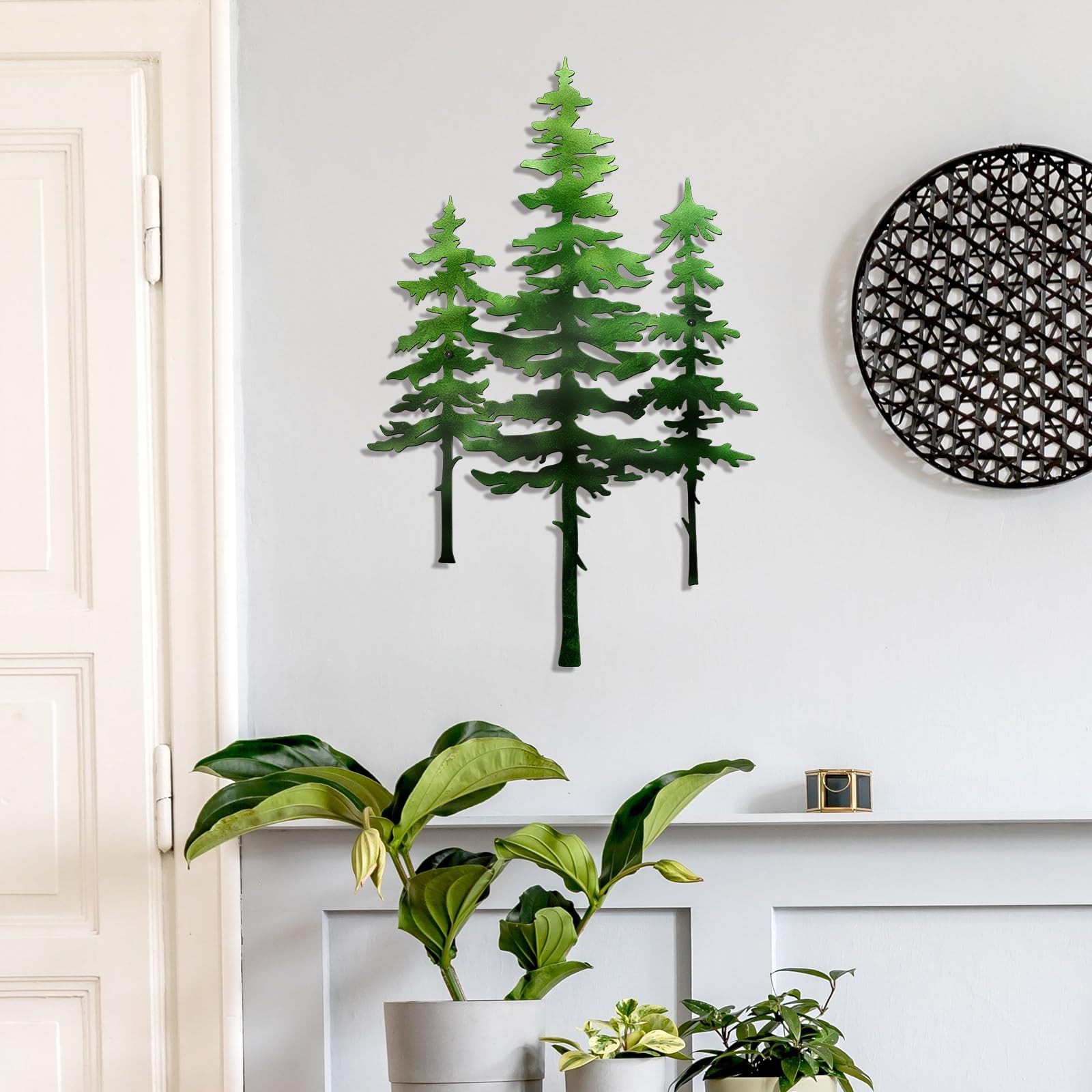 Bnesi Pine Tree Wall Art Green Metal Nature Decor