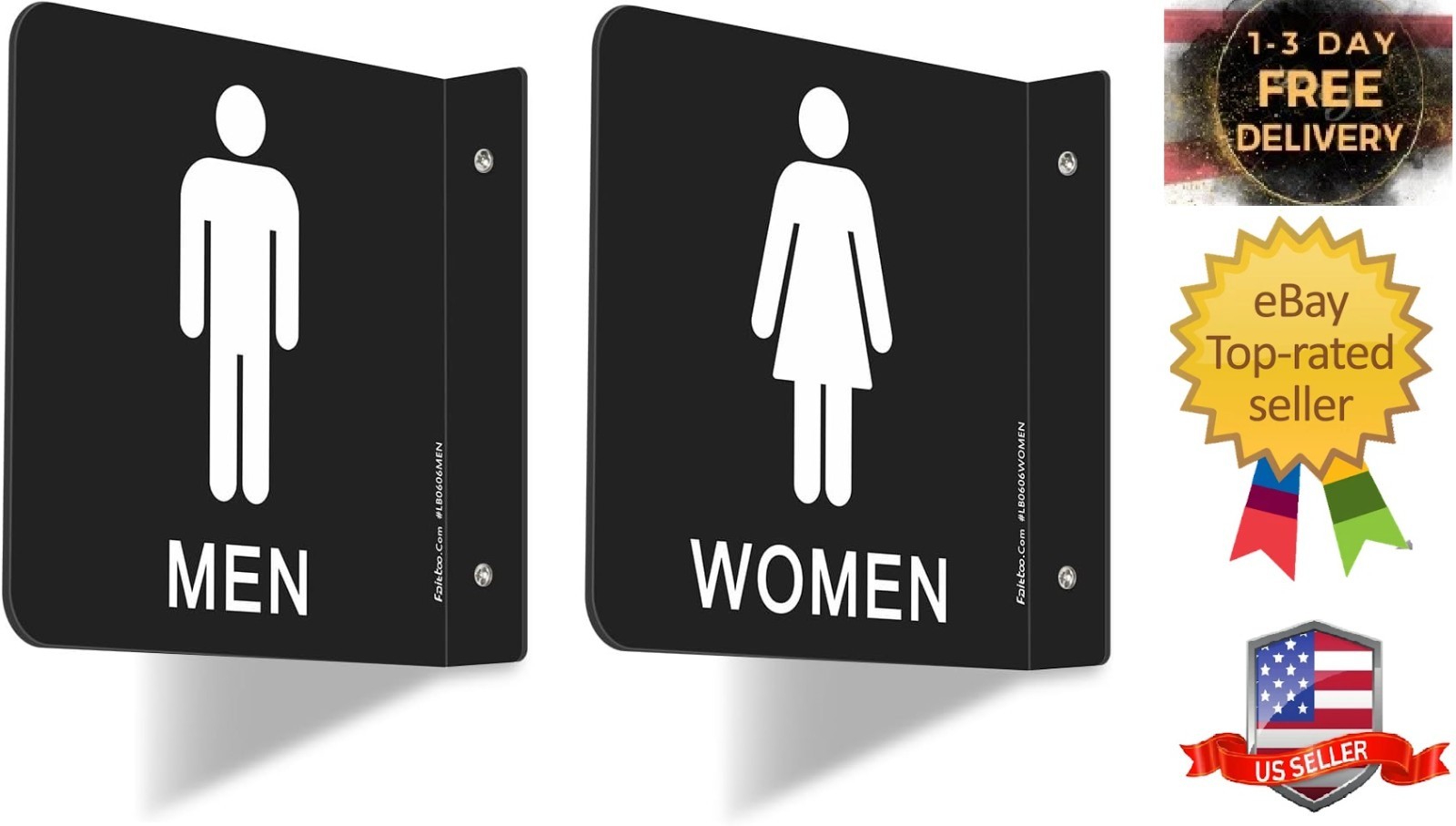 Restroom Sign, Bathroom Signs, (2 Pack) 6 x 6 Inches Acrylic Sign, for Office…