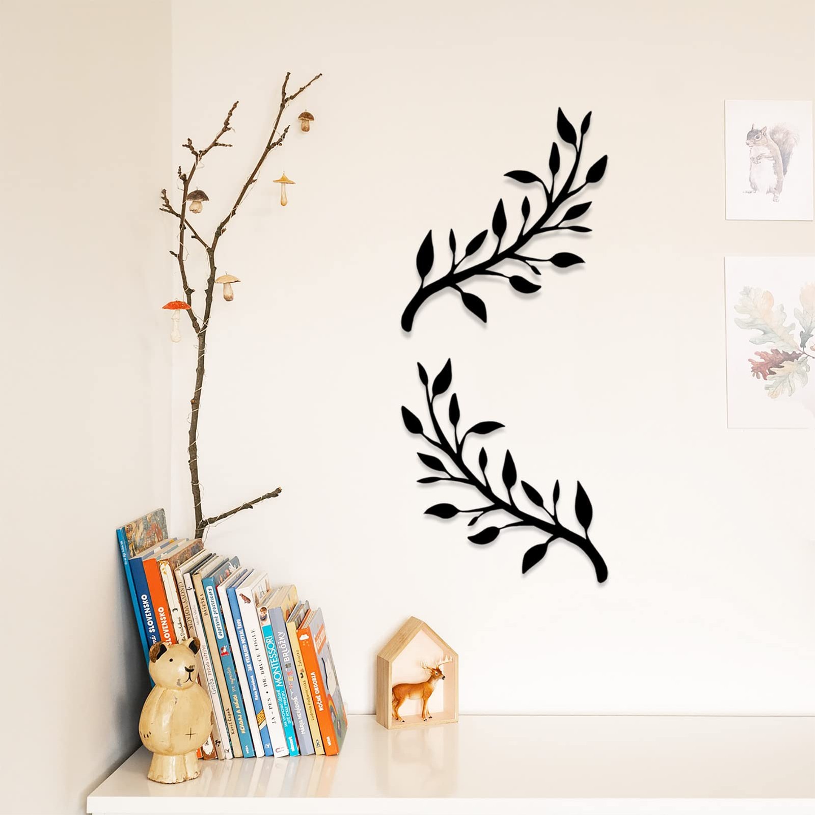 Yuzhuo 2 Pieces Metal Tree Leaf Wall Décor Branch Leaf Wall Art for Indoor Ou…