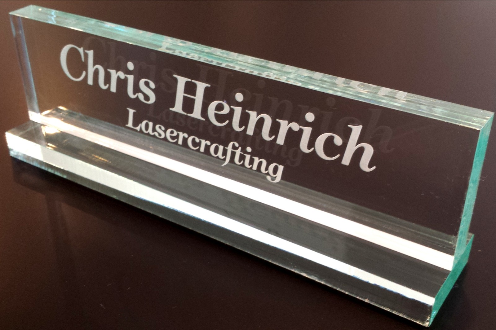 DESK NAME PLATE Personalized – Glass Colored Acrylic – Customized Laser Engraved