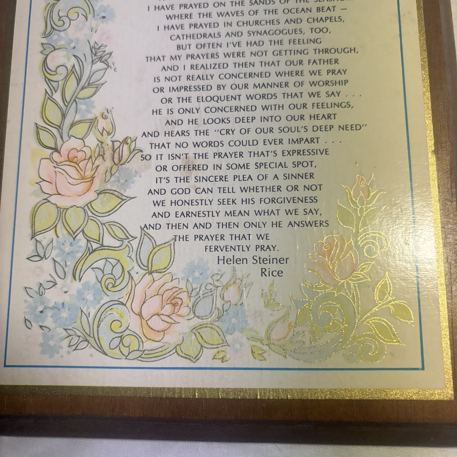 VNT 1973 Gibson Wall Art ANYWHERE IS A PLACE OF PRAYER Religious Helen S. Rice