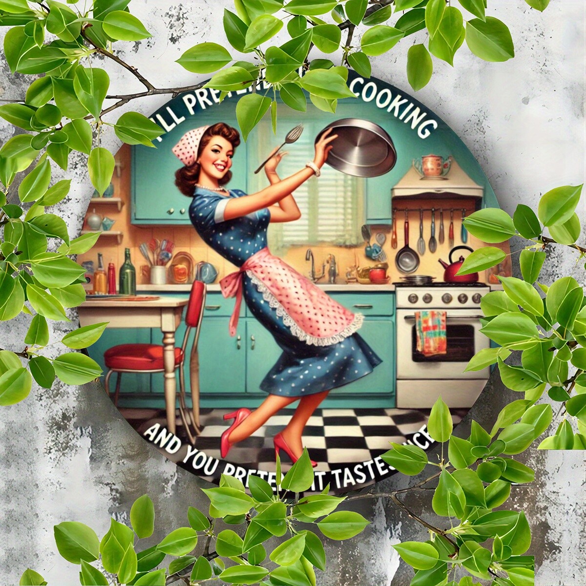 8x8in Inches (20X20Cm) 2D Flat Printed Round Metal Sign – Kitchen Rules – Vint