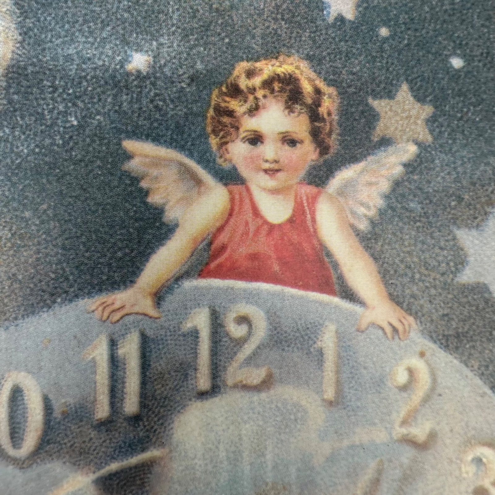 Happy New Year Metal Sign Man in the Moon Wall Hanging Plaque Retro Style Time