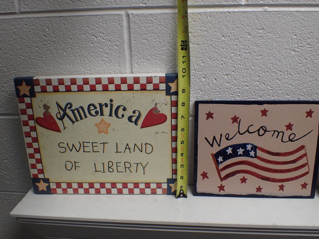 Lot of (3) Patriotic Wooden WALL SIGNS PLAQUES
