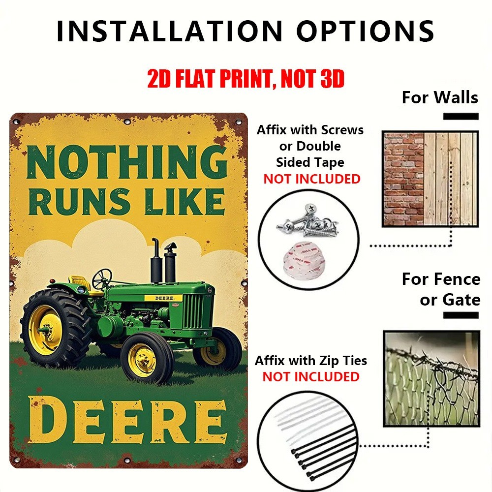Tin Sign Vintage John Deere Tractor Sign Farmhouse Porch Barn Wall Decor Rustic