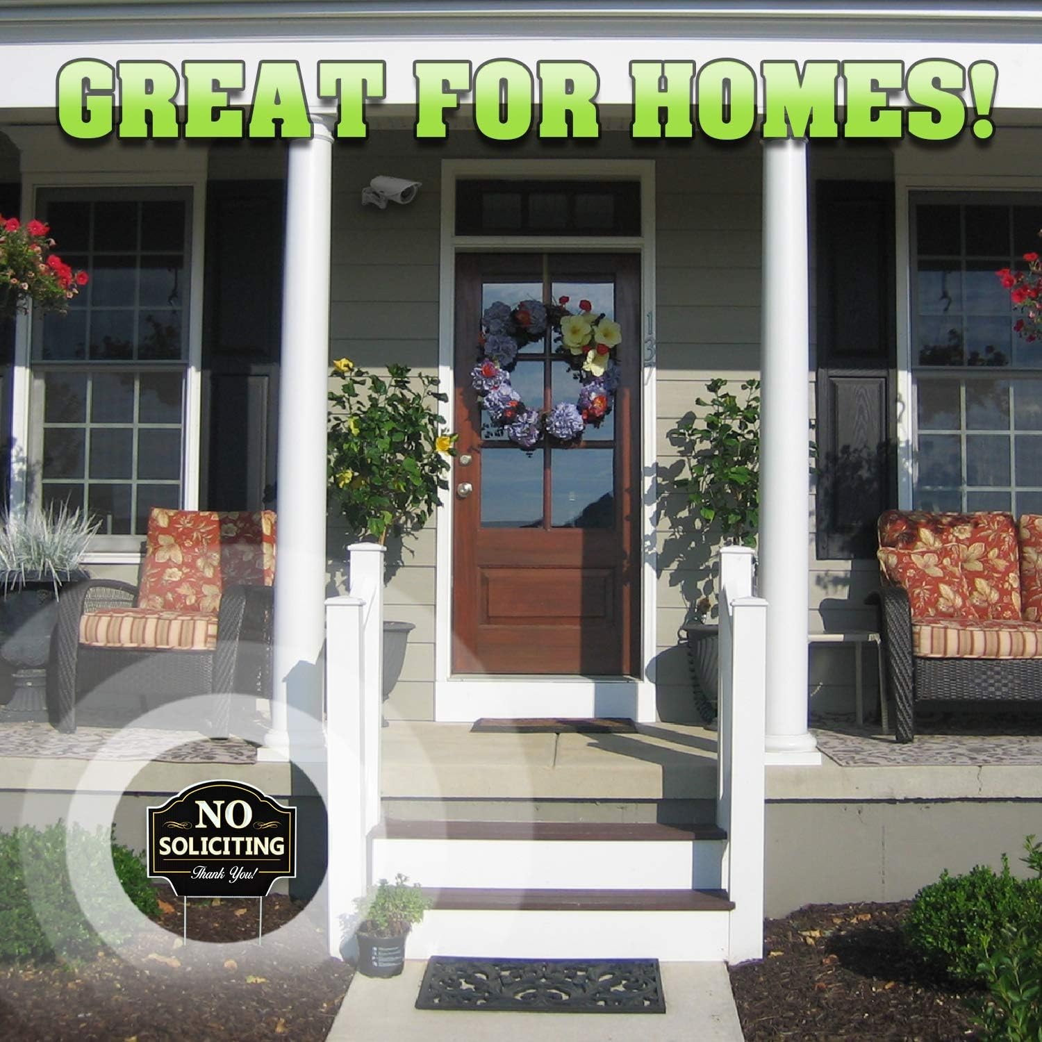 Contemporary No Soliciting Yard Sign – 11.5″x9″ with H-Stake for Stylish Homes