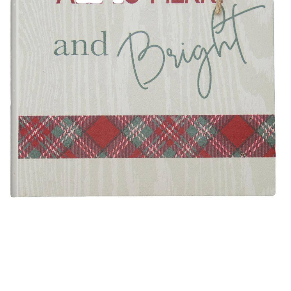 6.5 In. Cream Wood All Merry and Bright Christmas Decorative Faux Wood Book Wood