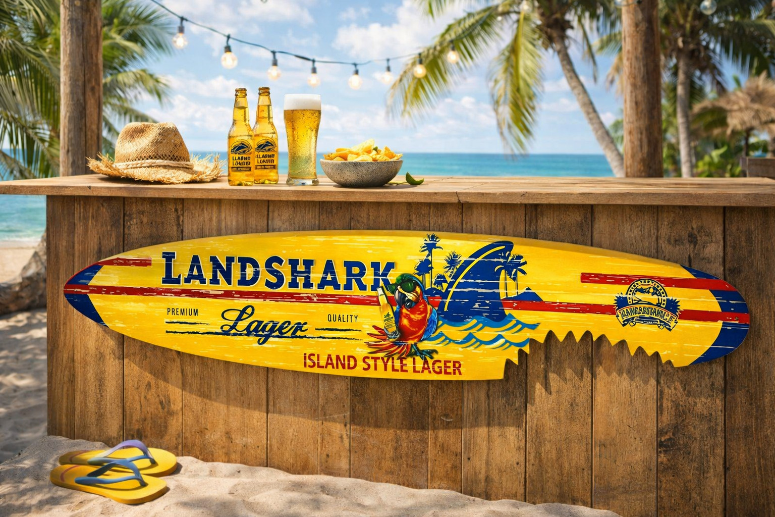 LandShark Outdoor Parrot Shark Bite Surfboard 46.5″ X 9.25″ X ¼”