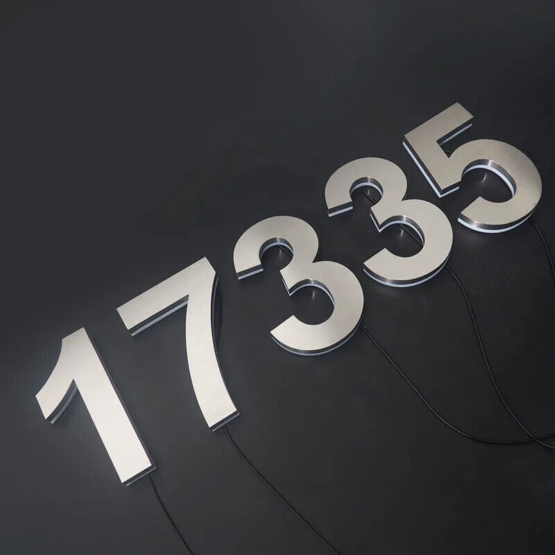 Metal Illuminated LED Lighted Letter Address Plaque House Number Sign Logo
