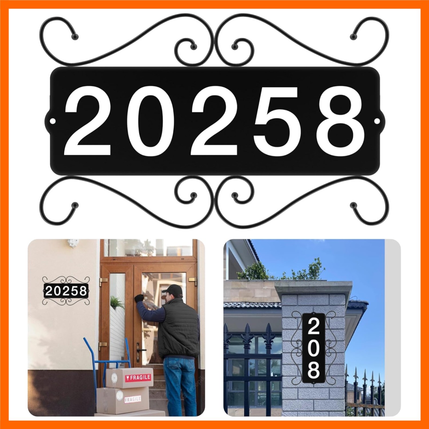 Metal Address Sign, Street House Numbers, Address Plaques for Houses, Horizon…