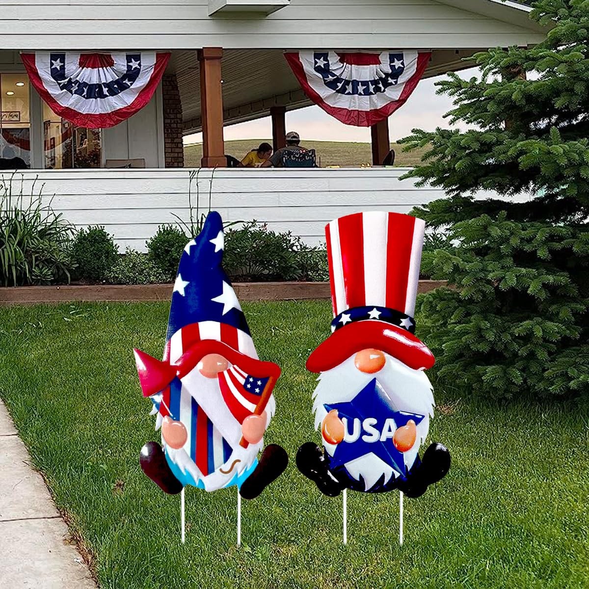 2 Packs 4th of July Decorations Yard Stakes Sign, 23 Inch Metal Gnome Stake, …