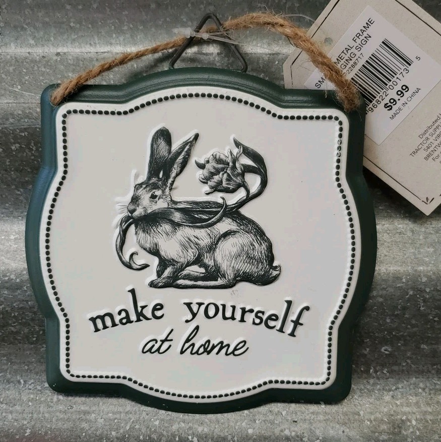 4 Tin Signs Charming Nostalgic Nursery Kitchen Den Pastels Birds Rabbits