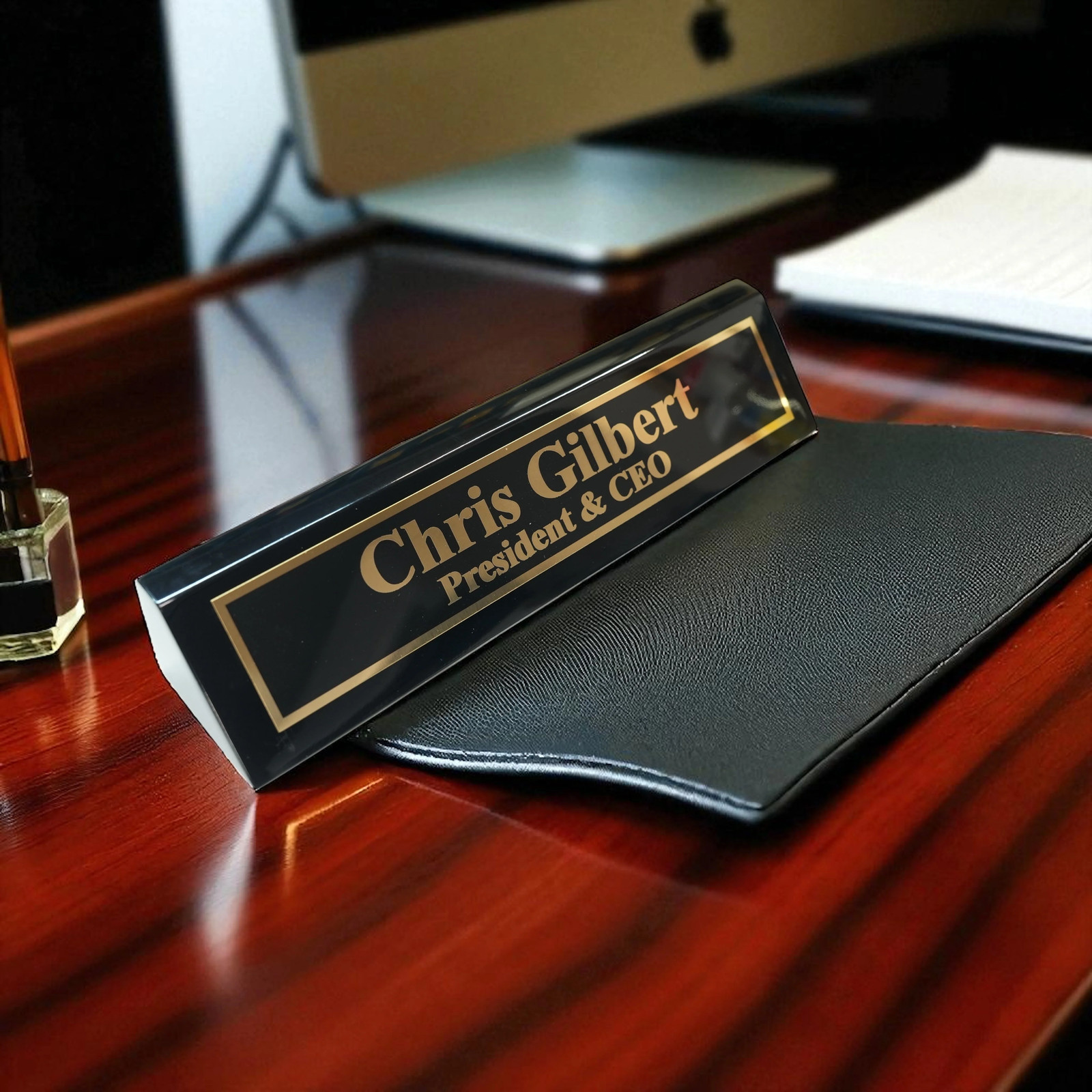 Desk Wedge Name Plate – Personalized Titles and Styles – 11 Inches