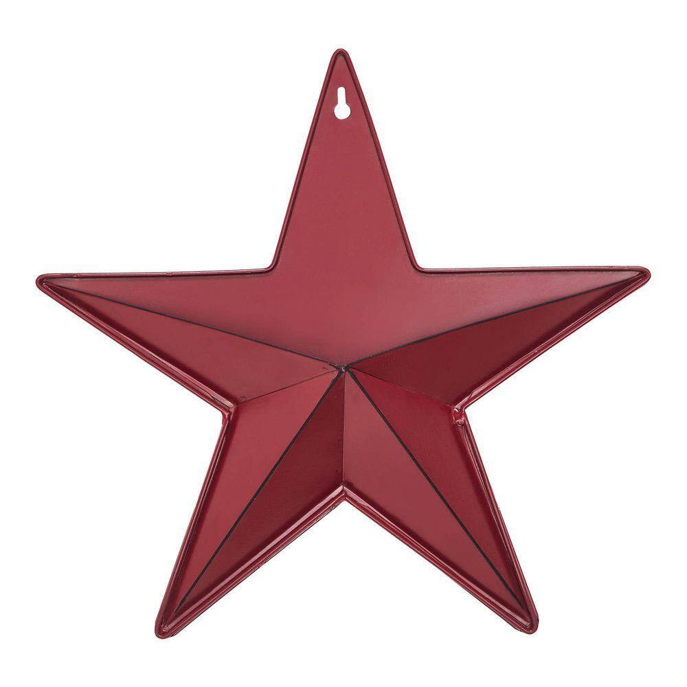 1-Piece 12 In. X 12 In. Red Distressed Metal Star with Pocket Wall Decor