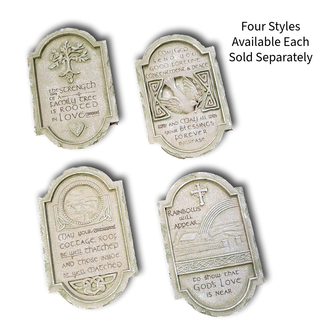 Irish Blessing Stone Plaque w/Ground Stakes “May your Cottage Roof Be Well Thatc