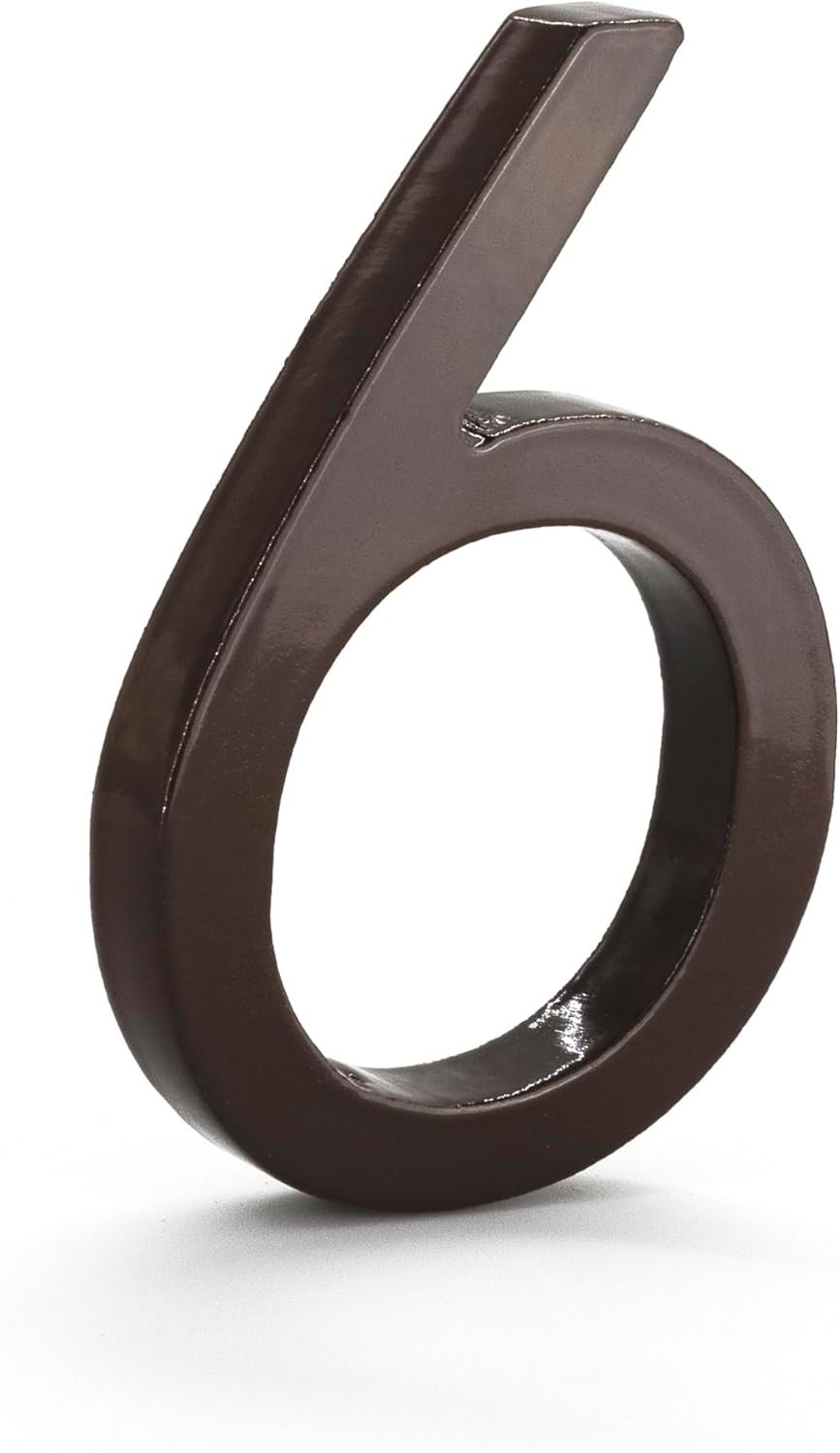 Solid Brushed Aluminum Modern Floating Address House Numbers, 6″, Powder Coated