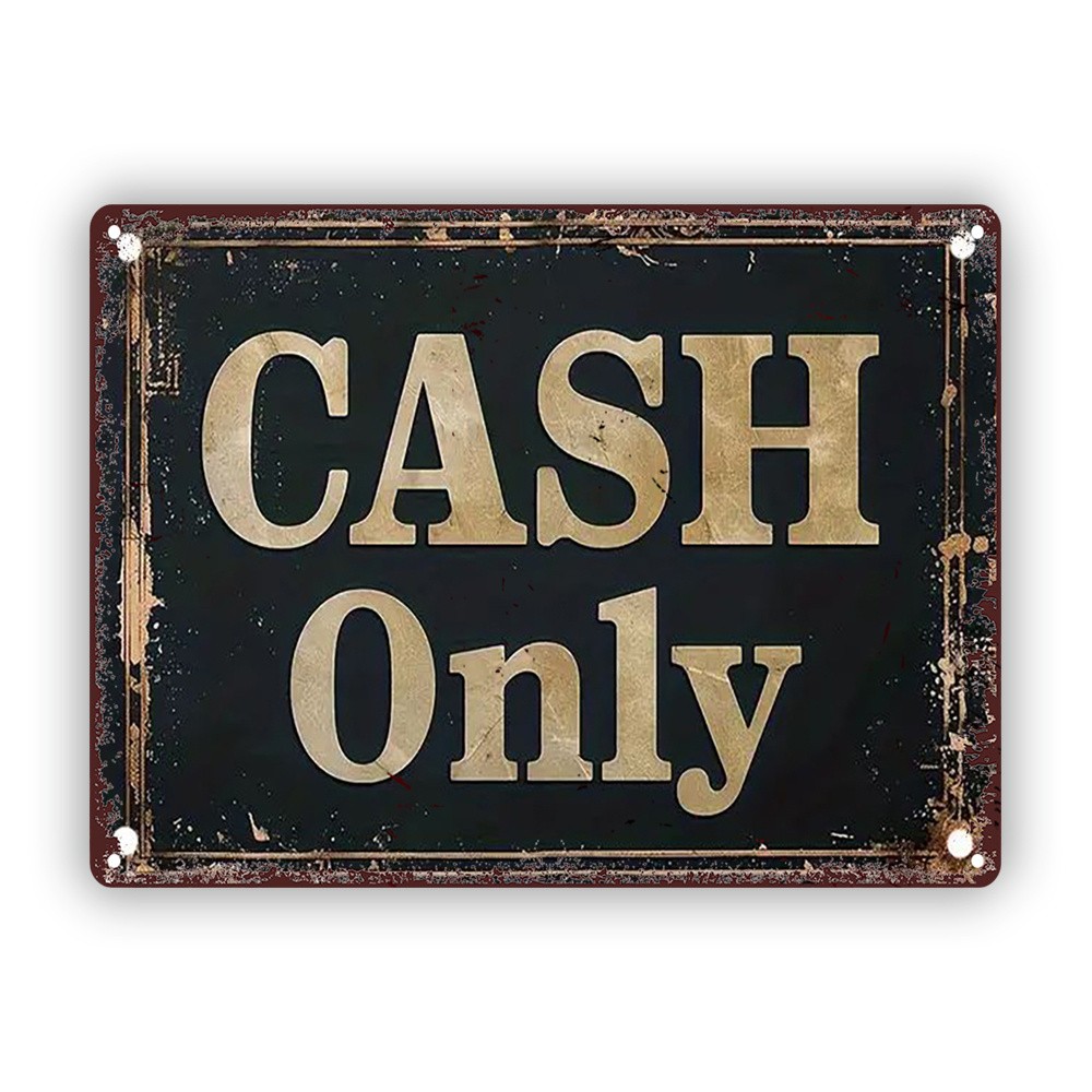 Cash Only Vintage Metal Sign Rustic Shop Market Business Wall Decor Plaque