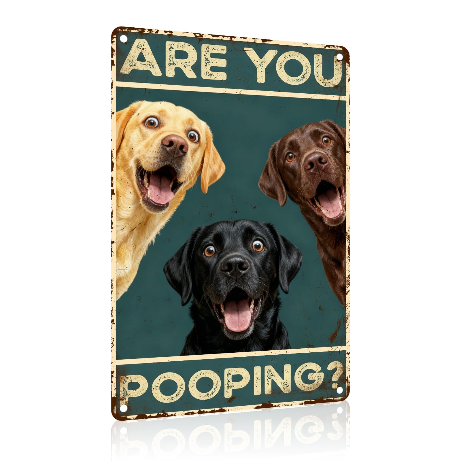 Are You Pooping Metal Sign Funny Dog Wall Decor for Home Bathroom Poster