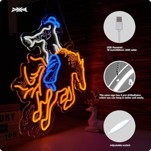 Large Cowboy Neon Wall Sign – Hip Hop Party Decor for Teen Room, Man Cave, Bar,