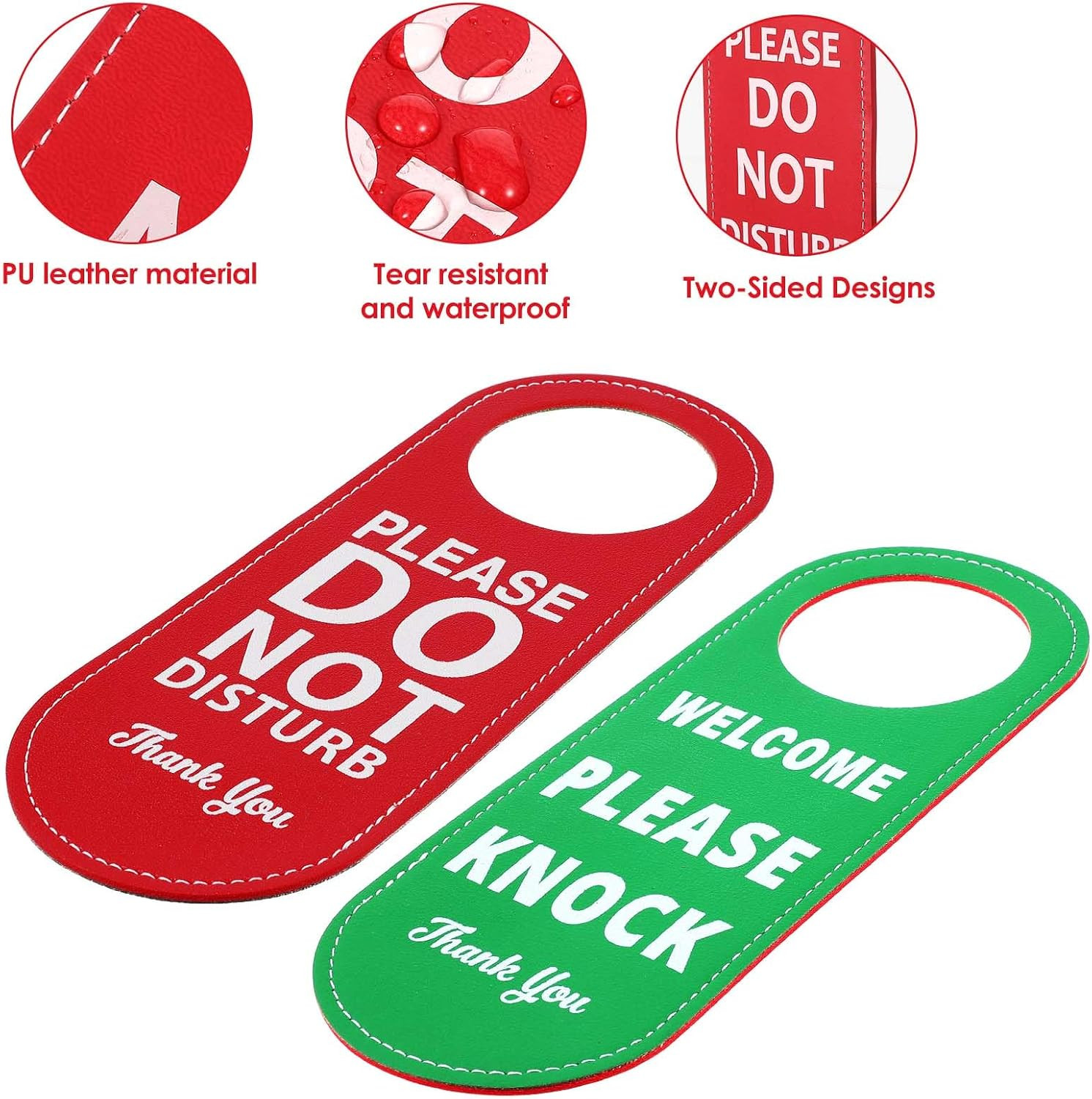 PU Leather Please Do Not Disturb Sign and Welcome Please Knock Sign, Door Knob P