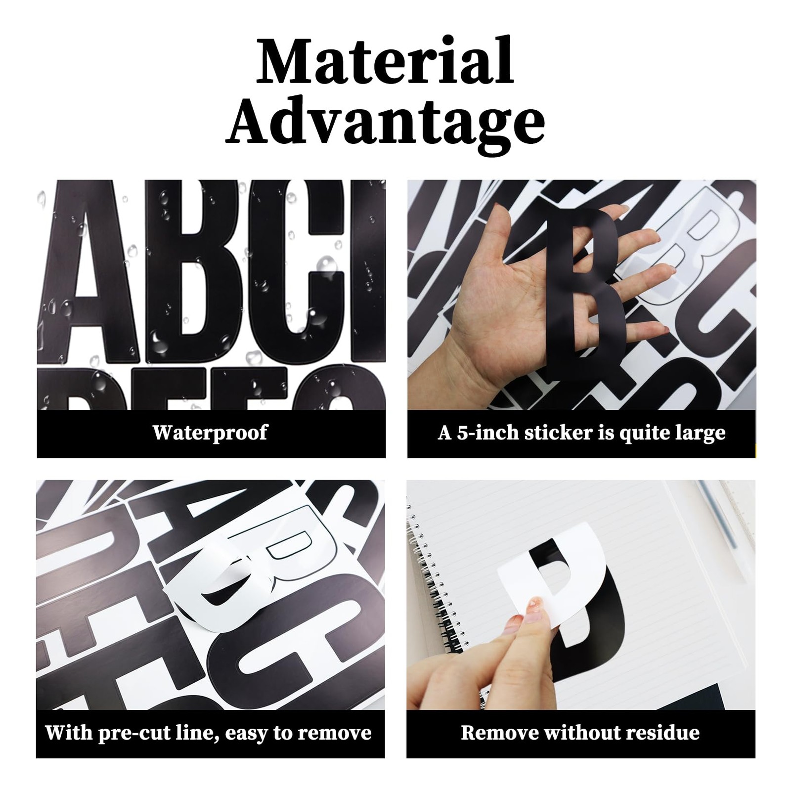 5 Inch Letter Stickers, 122 Pieces Self Adhesive Alphabet Number Sticker for Mai