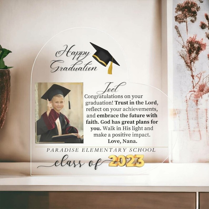 Graduation Gifts 2024 for her High School – Printed Heart Shaped Acrylic Plaque
