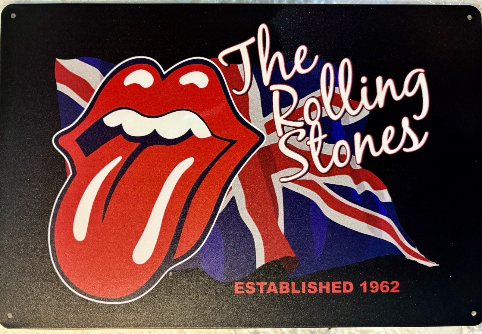 TIN SIGN 8×12 Rolling Stones Mick Jagger British Flag Tongue Rock Band DD10