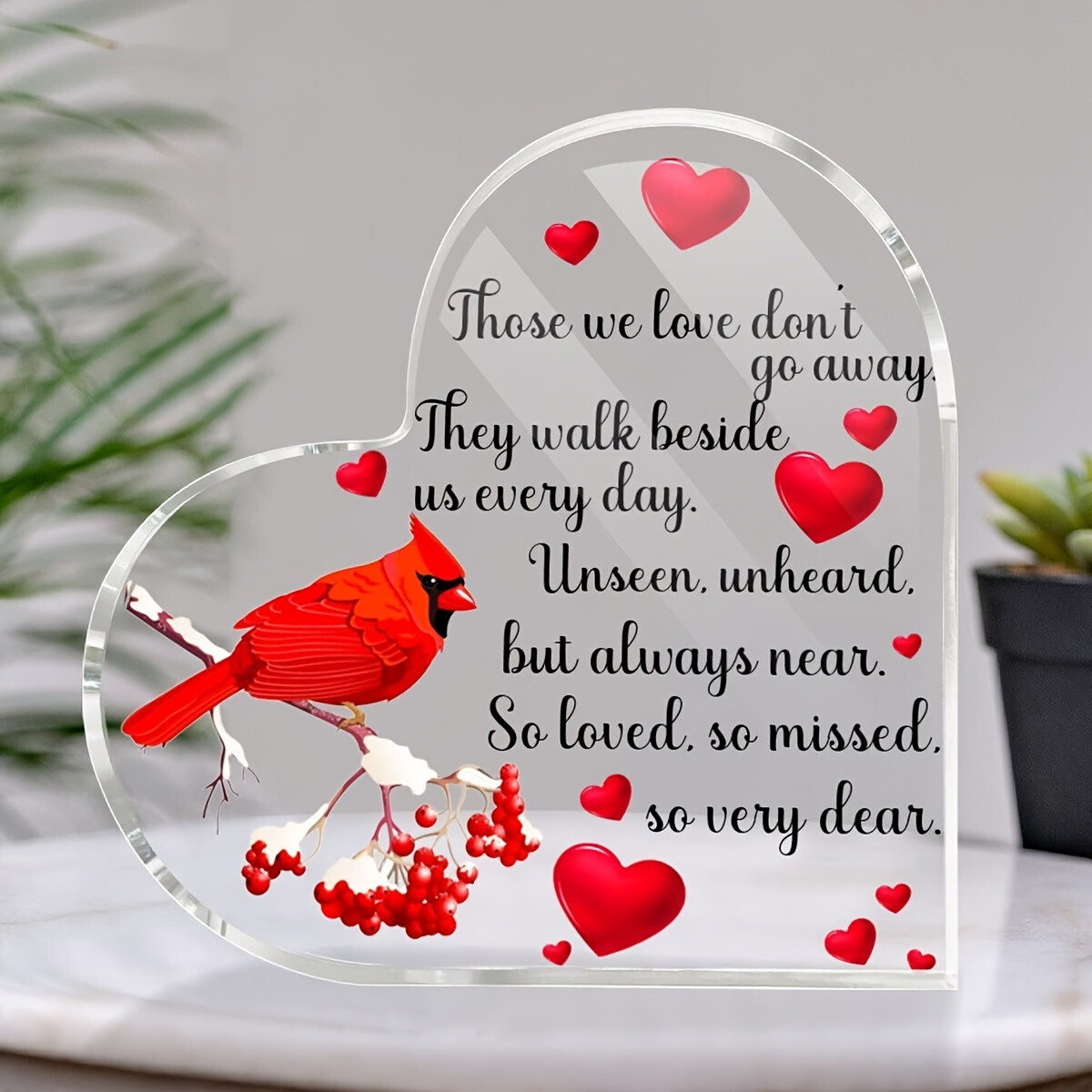 Memorial Gift Acrylic Heart Shaped Memorial Plaque for Deceased Loved Ones