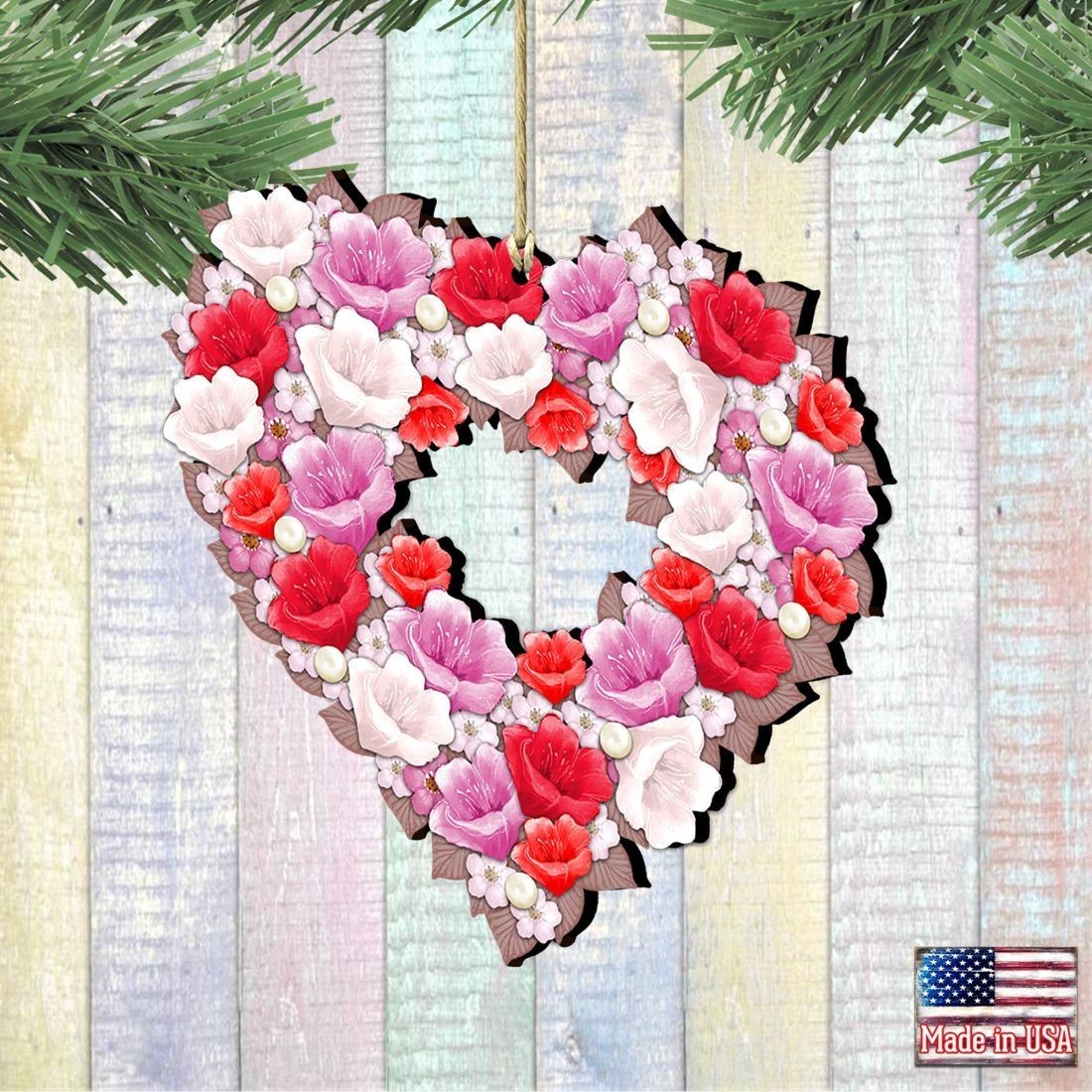 Designocracy 12 x 9 in. Happy Mothers Day Flower Heart Holiday Decor