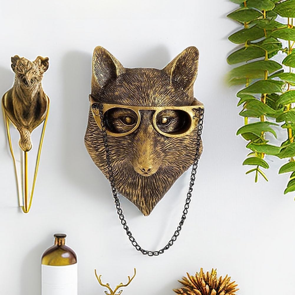 1 Pcs Fox Wall Sculpture Animal Head Wall Decor Head Wall Decor Faux Taxiderm…