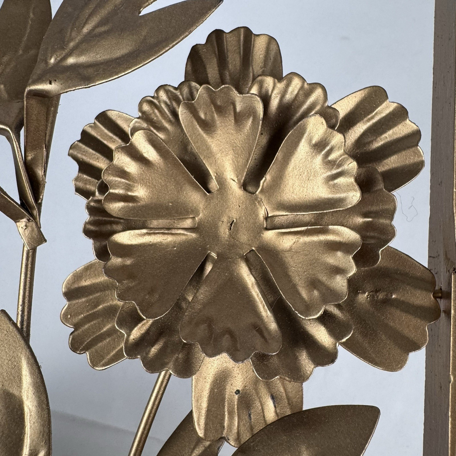 3 MCM Metal Art Gold 11X7 Wood Frame 3D Lily Pads Flowers Wall Hanging