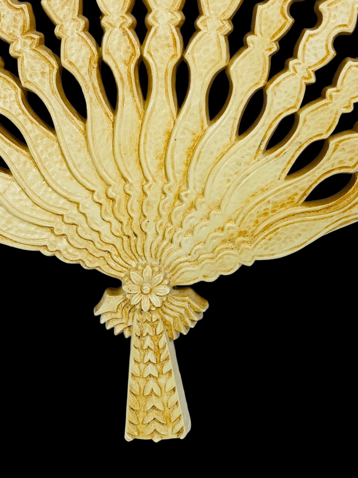 Vtg Large Burwood Prod. Syroco Plastic Wall Hanging Oriental Fan Decor USA Made