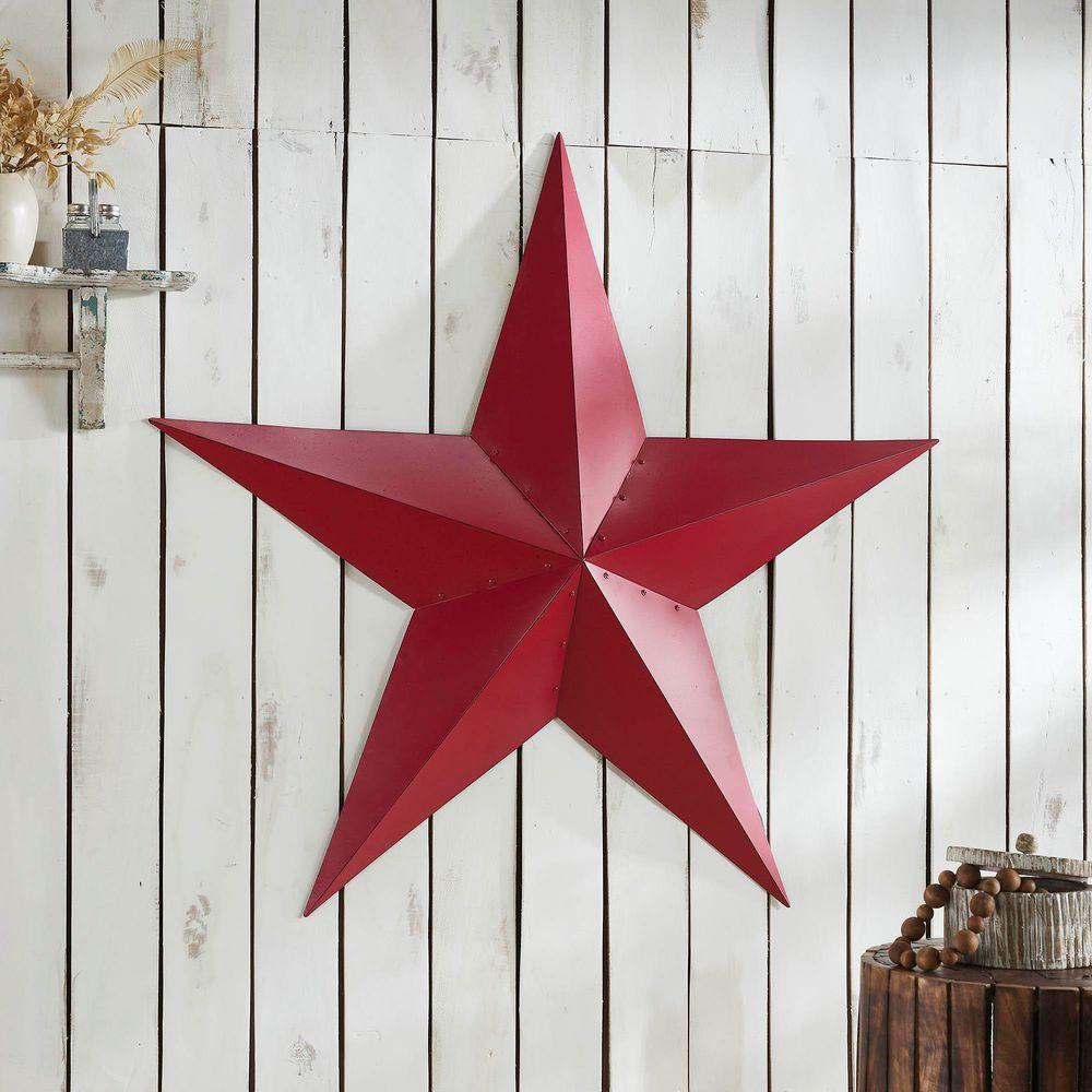 1-Piece 48 In. X 48 In. Speckled Red Distressed Metal Star Wall Decor