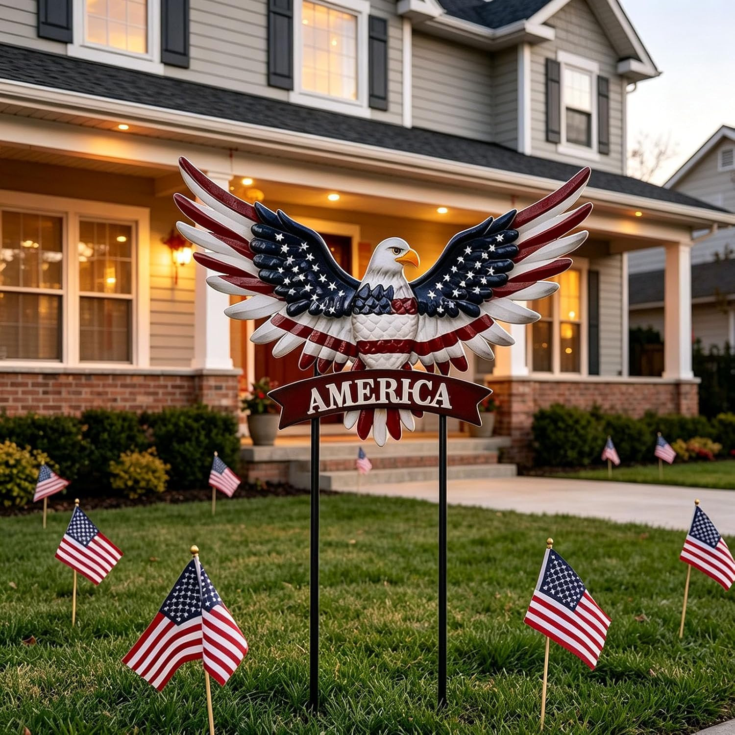 Eagle Patriotic Decor Garden Stakes Decorative Large 35.8In with America Sign, 4