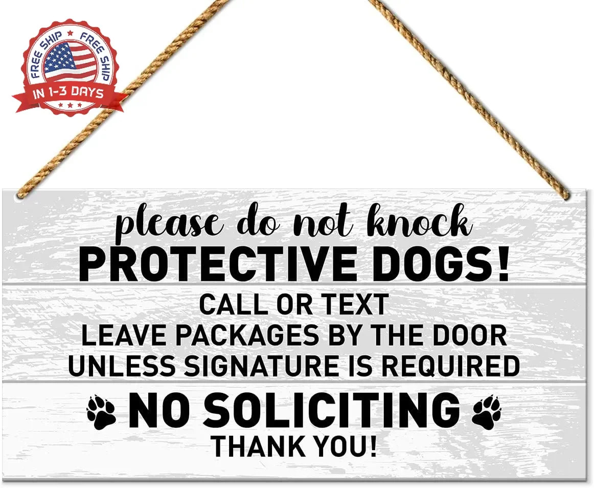 No Soliciting Dog Warning for Home & Yard Decor – Beware of Dog Sign for Front D
