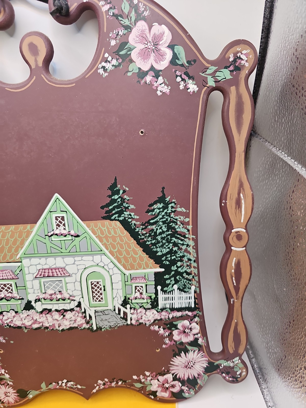 Hand Painted Wood Plaque With COTTAGE CORE Theme Scene